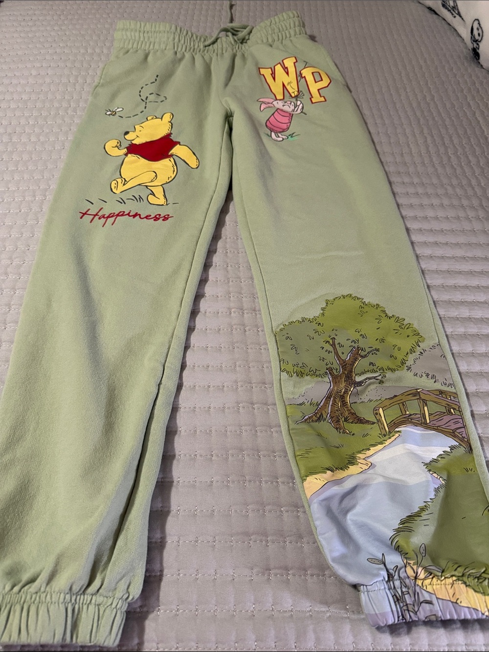 Disney Winnie the Pooh Light Green WomensPajama Pants with Piglet & Pooh size XS
